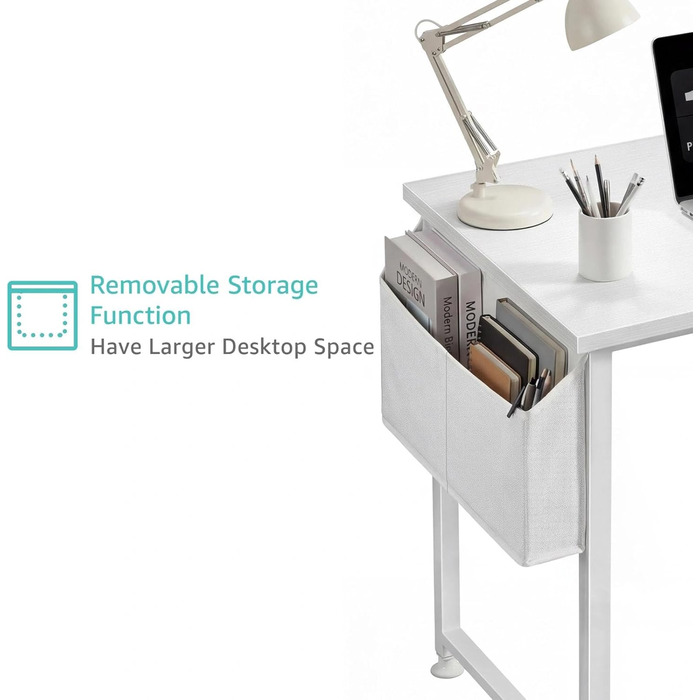 Білий Маленький письмовий стіл для спальні Дитячий навчальний стіл для дому, офісу, спальні, невеликих приміщень, 81,3 см, Сучасний міні-стіл для ноутбука, білий 80 x 50 см