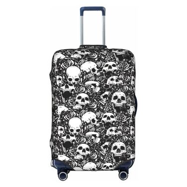 Чохол для валізи BREAUX з квітковим та дизайном черепа, унікальний двосторонній принт, білий, малий розмір