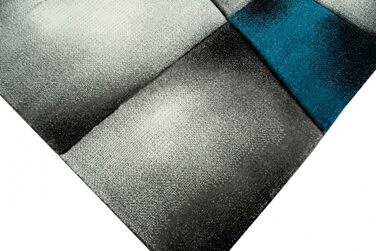 Сучасний килим з коротким ворсом для вітальні килим контурного крою абстрактний сірий чорний білий бірюзовий розмір 160x230 см 160