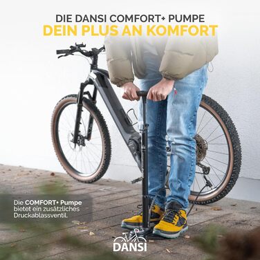 Насос DANSI COMFORT, підлоговий, до 12,4 бар/180 PSI, високоякісний матеріал, чорний