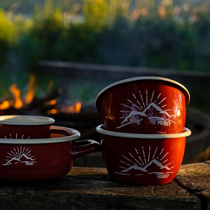 Емальована миска MUGSY, червона запіканка, гірський дизайн, емальований посуд, форма для духовки, для кемпінгу та активного відпочинку