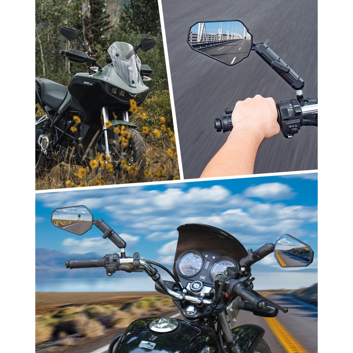 Універсальне складне дзеркало заднього виду для позашляхового мотоцикла SUPAREE, схвалене для електроніки, поворотне на 360 з правою та лівою різьбою, сумісне зі скутерами, квадроциклами