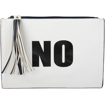 Клатч styleBREAKER з принтами ТАК та НІ, китицею на блискавці, ручкою для носіння на руці та знімним ремінцем, жіночий 02012078, колір Білий/Темно-синій