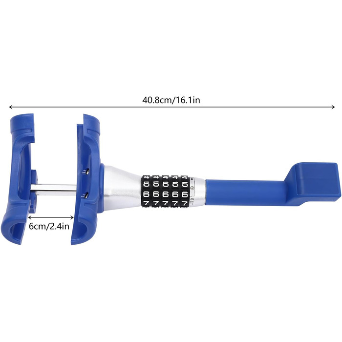 Універсальний замок керма автомобіля, блокування керма з кігтем керма, протиугінне автомобільне кермо для керма з діаметром обода менше 2,4 дюйма, для сімейних транспортних засобів, вантажівок, фургонів (синій)