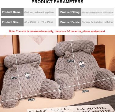 Подушка для читання, велика спинна подушка для сидіння в ліжку, велика клиноподібна спинка для дорослих та дітей з підлокітниками, опора для спини дивана та ліжка, подушка для підтримки спини (Розмір 7550 см, Колір Синій) 7550 см Синій