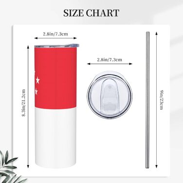 Кухоль з прямою трубочкою, принт прапора Сінгапуру, дорожній кухоль, підходить для кемпінгу, офісу та дому, 590 мл