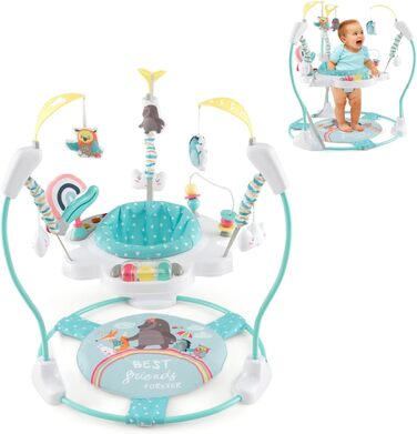 Ходунки для немовлят LIFEZEAL, Jumperoo Baby з сидінням, що обертається на 360, регульовані по висоті ходунки з 9 іграшками, ігровий центр Jungle з підсвічуванням і мелодіями, для немовлят і малюків, синій