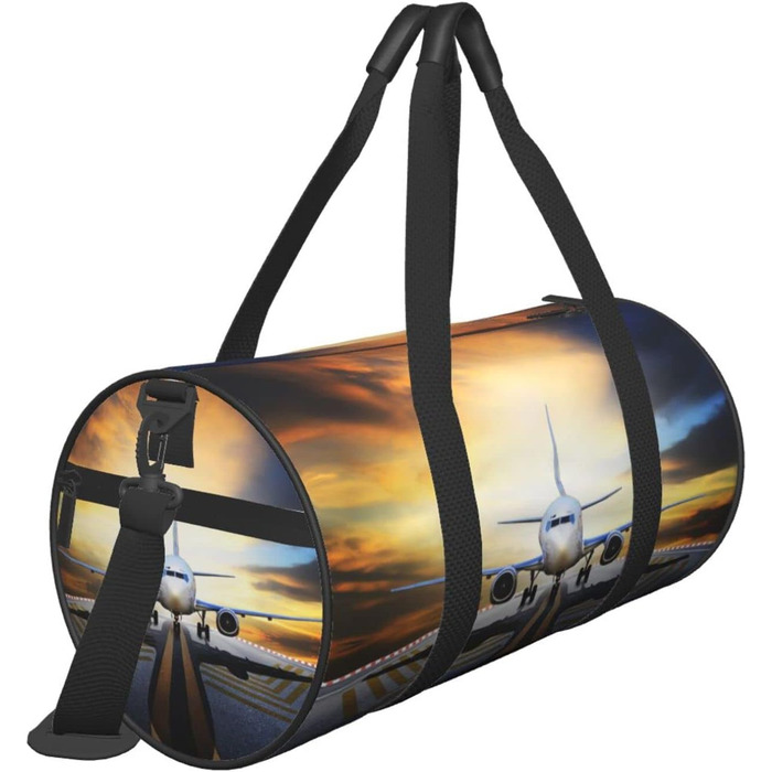 Спортивна сумка, дорожня сумка, рюкзак, з авіаційним принтом, сумка для подорожей на ніч, чорна, універсальний розмір, дорожня сумка