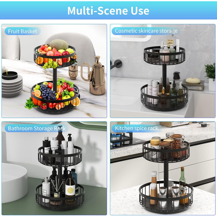 Обертовий органайзер для спецій на 360, металевий тримач для спецій Lazy Susan, міцний тримач для спецій, багатофункціональний поворотний стіл для кухонної стільниці, косметика