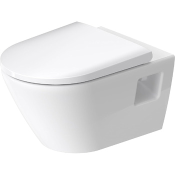 Набір для унітазу Duravit D-Neo, підвісний унітаз, сидіння з м'яким механізмом закриття, унітаз з відкритим обідком для змиву, знімна кришка унітазу, білий