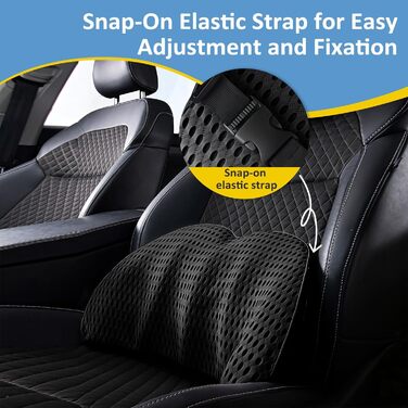 Поперекова опорна подушка для автомобіля, ортопедична поперекова подушка, поперекова опора з піни з ефектом пам&39яті для автомобіля, офісні крісла, інвалідні візки (чорна)