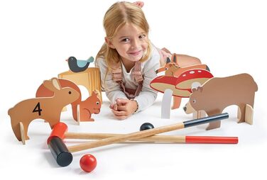 Іграшки з ніжним листям - Набір для крокету &quotЛіс&quot для приміщень, 17-елементна портативна спортивна іграшка з лісовою тематикою, для хлопчиків та дівчаток, покращує моторику та координацію рухів