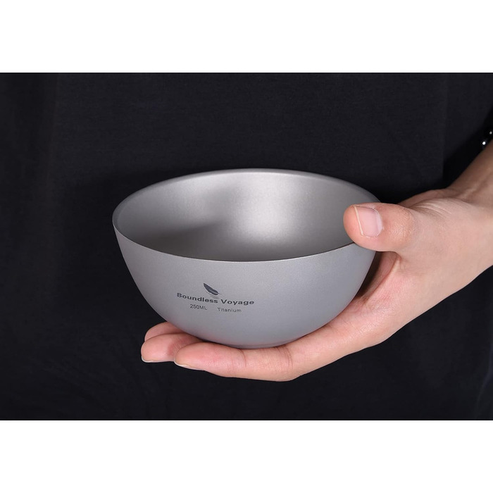 Титанова чаша для рисового супу, посуд 250 мл, легкий двостінний круглий посуд для подорожей, походів, дому Ti1093T 250 мл - Ti1093t