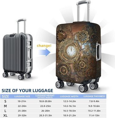 Чохол для валізи Ржавий Стімпанк захисний еластичний чохол від подряпин і пилу, чорний, розмір 80