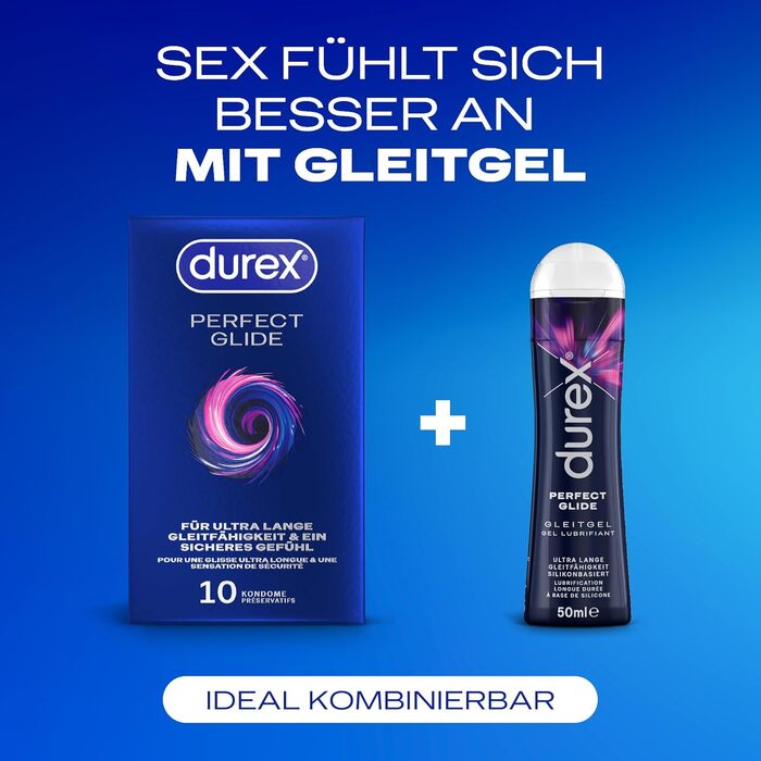 Презервативи Durex Perfect Glide, додатково зволожені, 10 шт