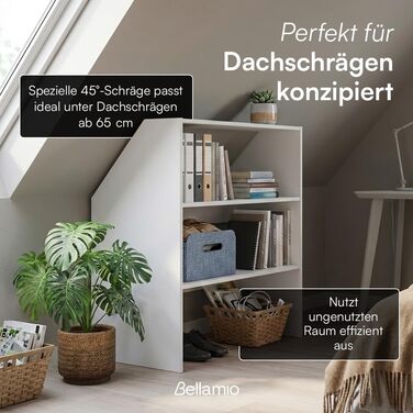 Полиця Bellamio Aland з похилою стелею білого кольору відкрита шафа з похилою стелею та 3 відділеннями книжкова шафа/шафа компактне сховище для похилих стін нішева шафа 100x90x50 (ВxШxГ) біла, 3 відкриті відділення