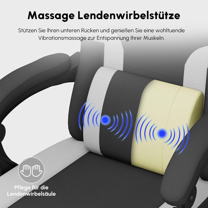 Ігрове крісло HapGIFT, ергономічне ігрове крісло з підставкою для ніг, ігрове крісло з функцією масажу, технічна тканина, комп&39ютерне крісло з регульованою висотою для підлітків, подарунок, 150 кг, чорно-сірий