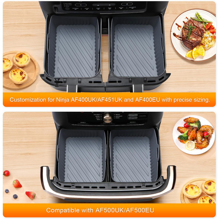 Аксесуари для фритюрниці ENSINE, аксесуари для фритюрниці для фритюрниці Ninja AF400EU, AF500EU, 9-10.4L XXL, включаючи силіконову форму, масляний спрей, решітку для гриля, силікон форми для випічки, папір для випічки тощо. НАБІР 22 шт.