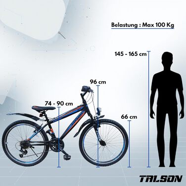 Гірський велосипед Talson 26 дюймів з передньою підвіскою та ліхтарями, 21-швидкісна Shimano Faster BBO