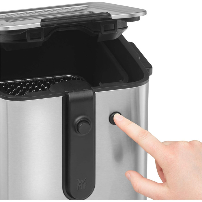 Міні-фритюрниця з жиром/олією, міні-фритюрниця з картоплерізкою, 1000 Вт, знімний контейнер для олії, для хрусткої картоплі фрі, матова нержавіюча сталь матова