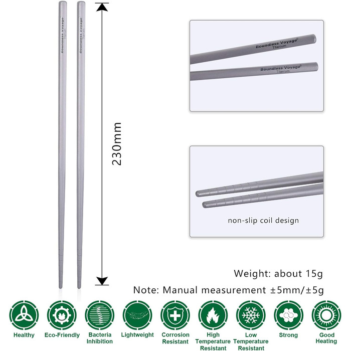 Титанові палички iBasingo Китайські палички для їжі Протиковзкі надлегкі квадратні/круглі палички для їжі Портативні столові прибо