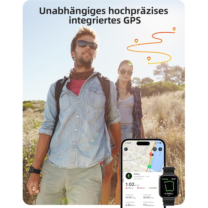 Розумний годинник Parsonver для чоловіків та жінок із функцією телефону, фітнес-годинник із GPS, водонепроникність 3 атм для плавання, фітнес-годинник із понад 100 спортивними режимами, серцебиттям, сном, для Android/iOS, чорний