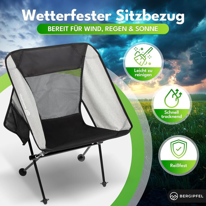 Надлегке кемпінгове крісло складне вуличне крісло вагою 980 г з максимальною стійкістю Швидке встановлення Всепогодне та компактне Для кемпінгу, подорожей та пригод