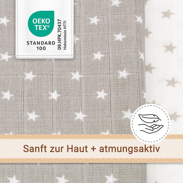 Набір з 10 муслінових серветок для відрижки розміром 80x80 см з бавовни - приємні для шкіри муслінові серветки з милими зірочками