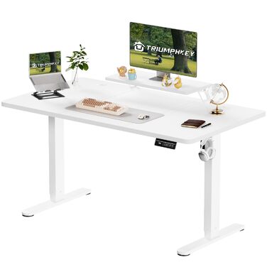 Стіл з регульованою висотою та підставкою для монітора 160 x 70 см, стіл з електричним регулюванням висоти, стіл для роботи сидячи та стоячи, комп&39ютерний стіл, стіл з регульованою висотою для роботи стоячи, білий 160x70 см