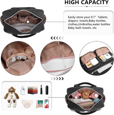Сумка для пеленання дитини, стильна, для мами і тата, дорожня сумка-трансформер з ізольованими кишенями чорна