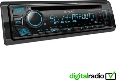 Автомагнітола Kenwood KDC-BT950DAB з системою гучного зв'язку DAB і Bluetooth (USB, AUX-In, високопродуктивний тюнер, Spotify Control, звуковий процесор, 4х50 Вт, var. Освітлення, антена DAB) Одинарний