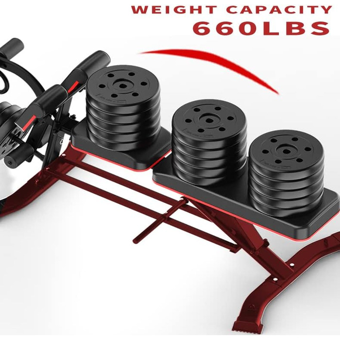 Універсальна лава для штанги з розгинанням ніг багатофункціональна лава для силових тренувань, тренувань з гантелями та тренування м&39язів живота, чорна (оновлена версія)