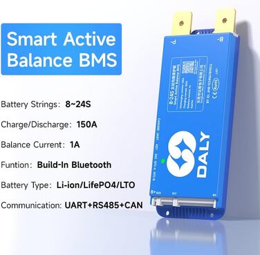 Інтегрований Bluetooth з RS485 CAN PCB Плата захисту акумулятора для літій-іонного акумулятора LiFePO4-LTO, 150A 24V-84V 8S-24S