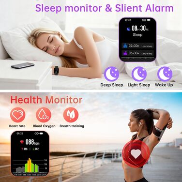 Розумний годинник для чоловіків та жінок з функцією телефону Bluetooth-годинник з функцією дзвінків, водонепроникний розумний годинник, фітнес-трекер з монітором серцевого ритму, монітор сну, крокомір, спортивний годинник, Android/iOS, чорний