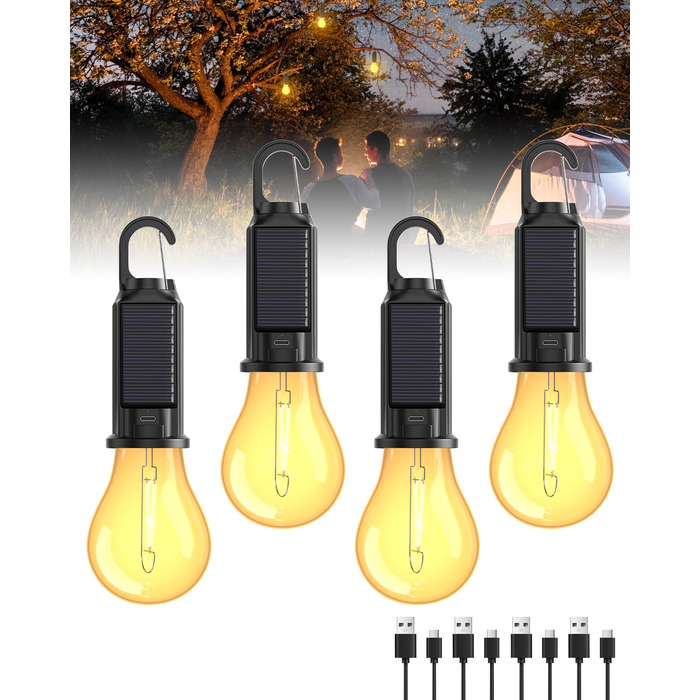 Акумуляторний кемпінговий ліхтар, світлодіодний кемпінговий ліхтар, сонячний кемпінговий ліхтар, ліхтар для намету, кемпінговий ліхтар з регульованою яскравістю та 3 режимами освітлення, водонепроникний кемпінговий ліхтар для кемпінгу, відключення електро