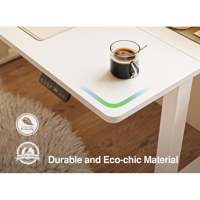 Електричний стіл FEZIBO з регульованою висотою та портами зарядки USB-A та USB-C, 120 x 60 см, стіл для роботи сидячи та стоячи, білий 120 60 см білий