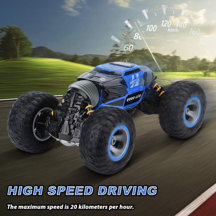 Іграшкова машинка-трюк з акумуляторною батареєю для хлопчиків і дорослих, синя, 141 Remote Control Car - 4WD 2.4GHz RC Car for Kid