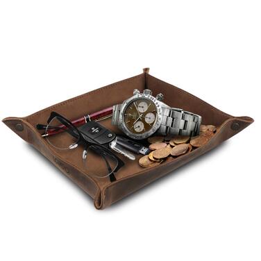 Піднос Londo з натуральної шкіри - шкіряний органайзер, практична коробка для зберігання - для гаманців, годинників, ключів, монет, мобільних телефонів та канцелярського приладдя, норка