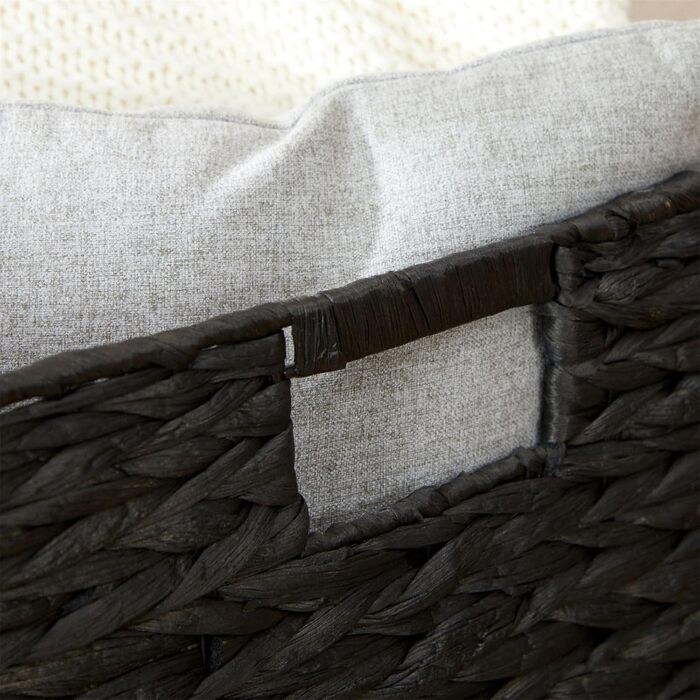 Набір кошиків CAO з 2 шт. , чорний - Кошики ручної роботи з водяного гіацинта, складні з міцними ручками. Кошик-поличка, кошик для зберігання. Універсальний для спальні, офісу, вітальні. Практичний, декоративний.