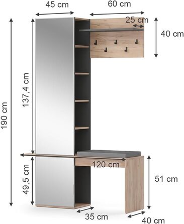 Шафа Vicco Adeline, дуб Goldkraft, 120 x 190 см