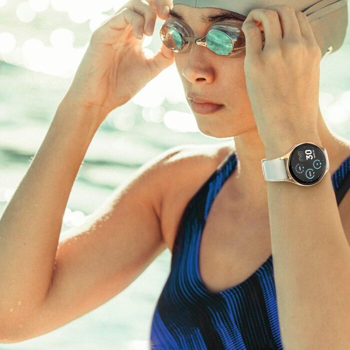 Розумний годинник Hama 8900 з GPS, водонепроникний IP68, функція телефону (сенсорний AMOLED-дисплей, голосове керування, спортивні режими, трекер сну, пульсометр, WhatsApp, годинник для бігу, пульсометр, фітнес-годинник) золотого кольору