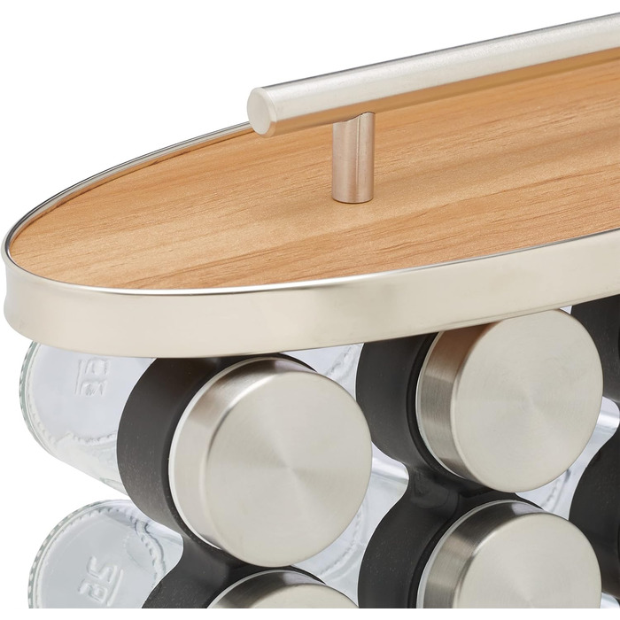 Портативна підставка для спецій Relaxdays, що містить 20 банок для спецій, зі вставкою-шейкером, з можливістю повторного наповнення, срібляста/прозора