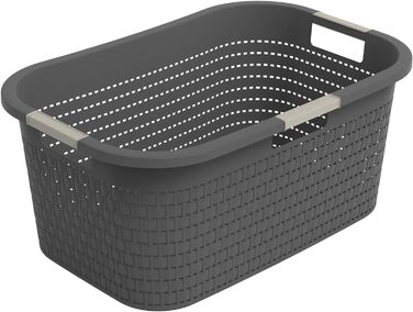 Кошик для білизни Rotho Country 40 л, пластик (PP) без вмісту BPA, антрацит, 40 л (58,0 x 38,9 x 25,1 см)