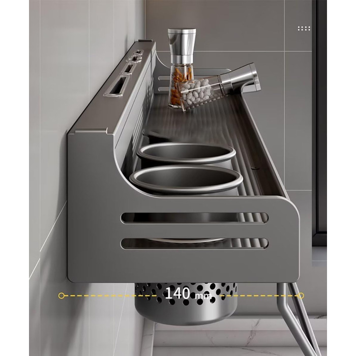 Настінна полиця для спецій, органайзер для спецій без свердління, підвісні полиці для спецій, клейкий тримач для спецій, металева настінна полиця для кухонних дверцят шаф, кухонна, полиця для спецій, 80 см, чорна.