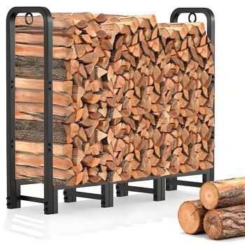 Дров&39яна полиця Amagabeli XXL, сталева дров&39яна полиця 122 см, міцна та стабільна, полиця для зовнішнього використання в саду та на терасі, чорна, регульована довжина 1,2 м