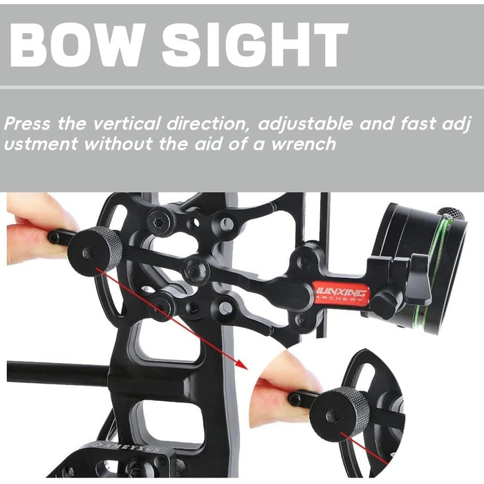 Приціл для лука зі скловолокна з одним штифтом 0,019 фута мікрорегульований, швидковстановлюваний без інструментів з підсвічуванням для складних луків