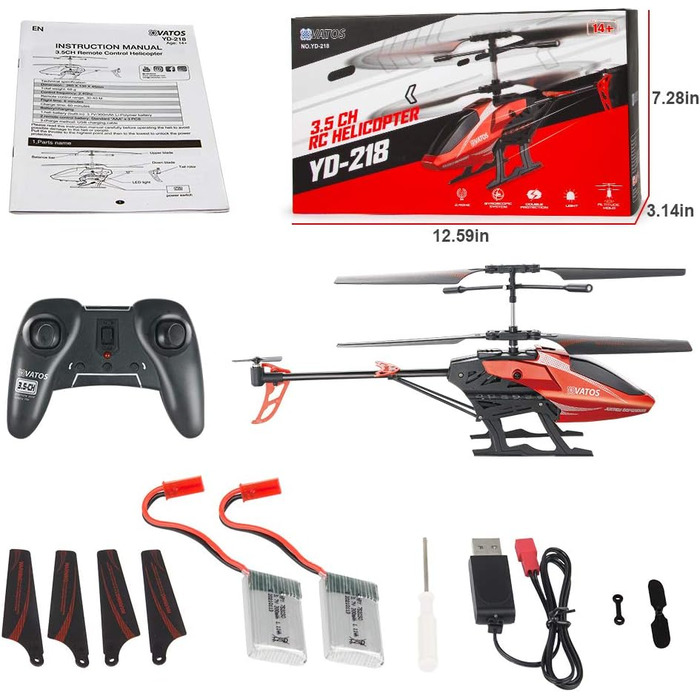 Вертоліт Vatos Helicopter з дистанційним керуванням RC вертоліт Висотна висота хобі літак гіроскоп і світлодіодне світло 3.5-канал