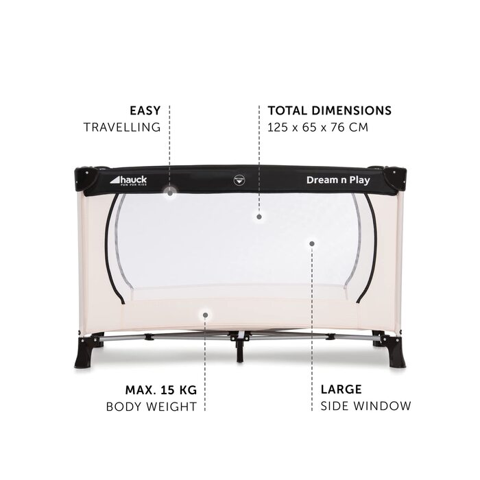 З сумкою для транспортування та ігровою панеллю, маленьке складне дитяче ліжечко для подорожей для немовлят від народження до 15 к