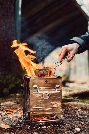 Вугільний гриль з нержавіючої сталі, складаний для кемпінгу та використання на свіжому повітрі портативний гриль, кемпінговий гриль, вуличний гриль кемпінговий гриль дуже стабільний та компактний, 21 см x 14 см x 14 см