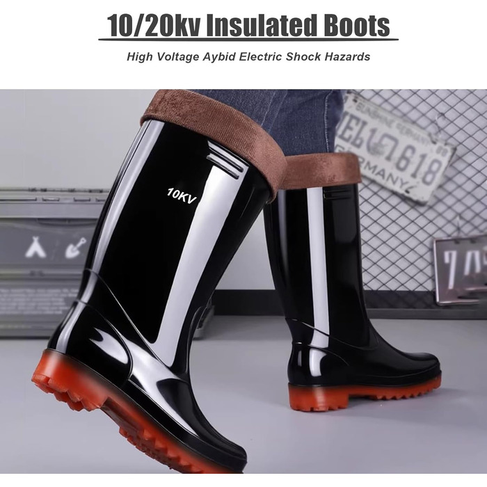 Діелектричні чоботи HAIXHX, з флісовою підкладкою, ізольовані для високої напруги, ізотермічні, із захистом від ураження електричним струмом 10/20 кВ для роботи на промислових повітряних лініях, 20 кВ, розмір 24 EU